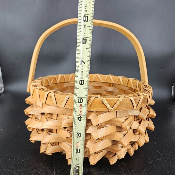 Vintage Porcupine Curls Pokey Round Wicker Basket with Handle Woven Carrier 9" - Picture 10 of 10